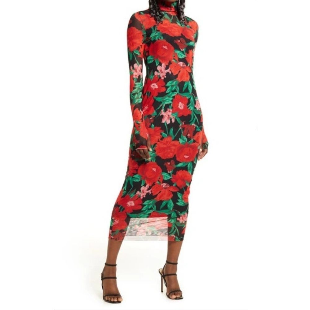 AFRM Red Floral Midi Dress